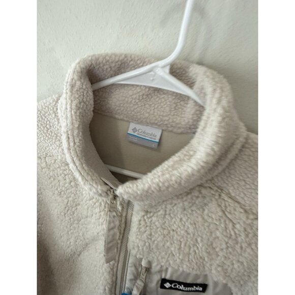 $80 Columbia Women's Zip Up Fleece Sweater Jacket Large Cream Ivory Warm Sherpa - Picture 3 of 4